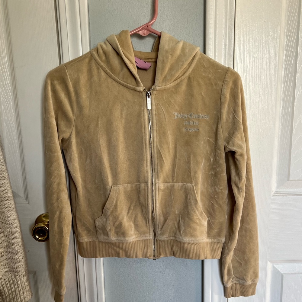 Juicy Couture x Forever 21 tan velour zipper up hoodie.